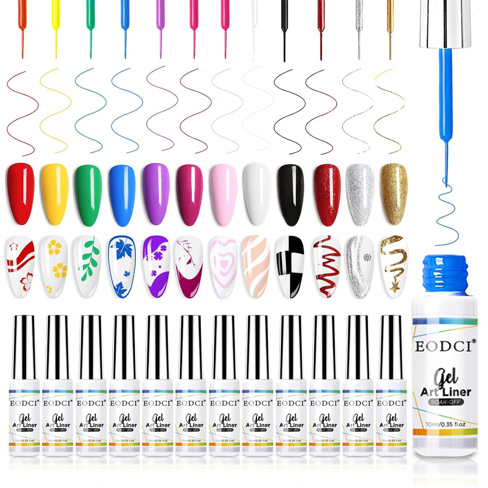 Ensemble eodci: gel d'art pour ongles avec palette variée pour créer des designs