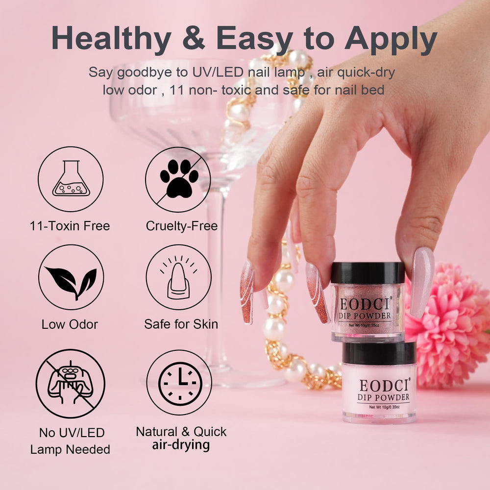 Kit complet Eodci Dip Powder prêt à l’emploi pour manucure maison.