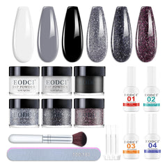 Kit Eodci poudre dip 6 couleurs pour ongles variés et durables.