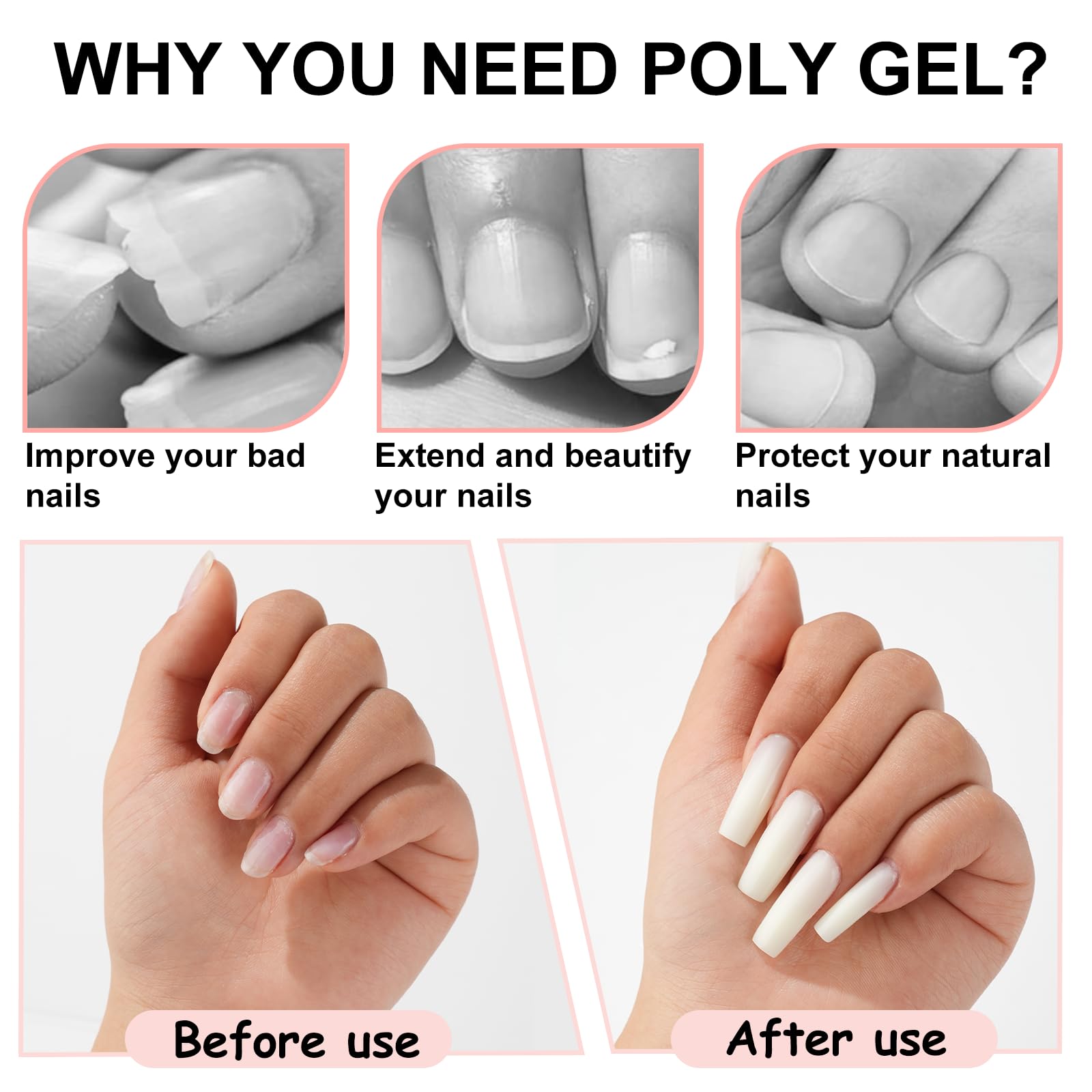 Gel Poly EODCI 60 g pour ongles cercueil, style tendance et longue tenue.