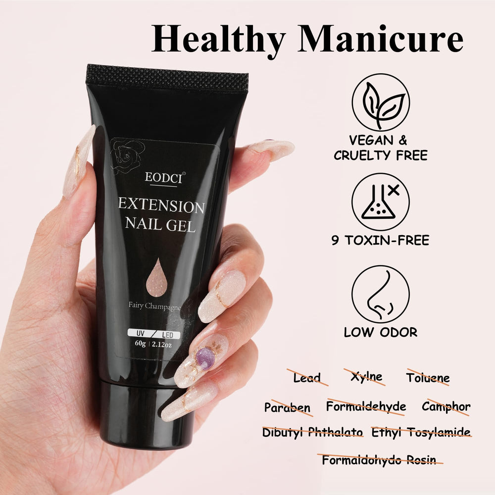 Gel Poly EODCI 60 g avec strass pour un design durable des ongles.