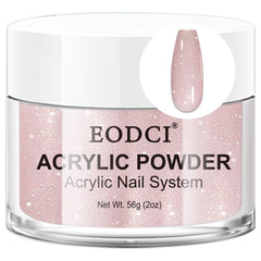 Poudre acrylique rose pailletee EODCI pour une couverture durable des ongles.