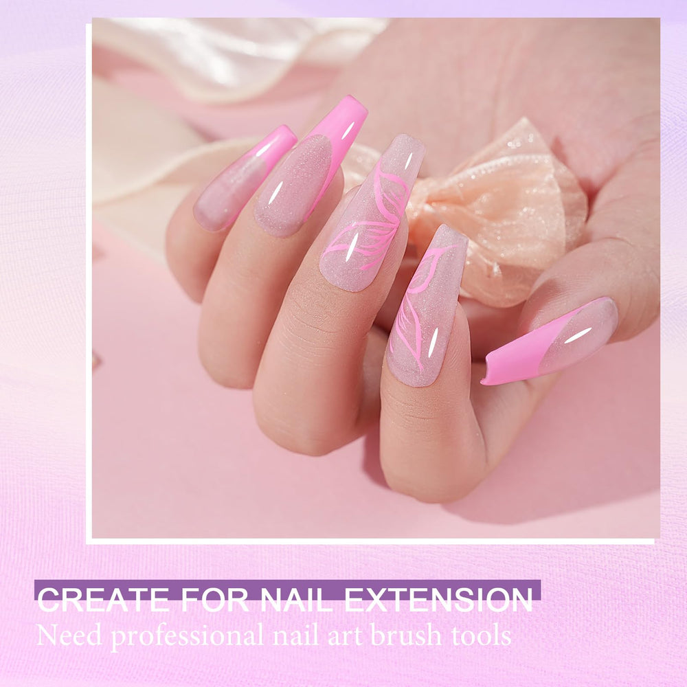 Finition lisse avec poudre acrylique rose paillete EODCI, rendu net et brillant.