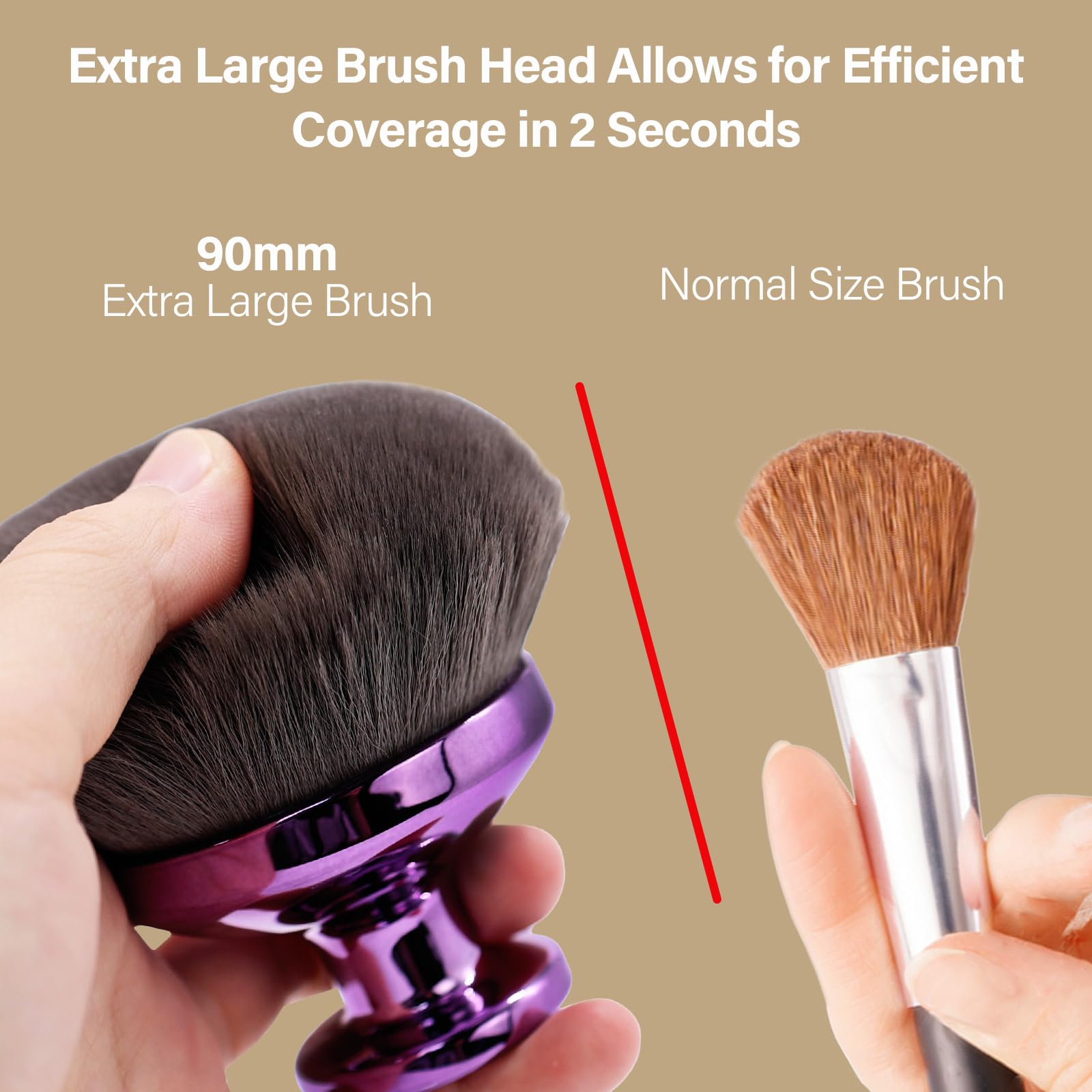 EOICCEOH pinceau kabuki ergonomique avec poignee violette pour une prise en main agréable.