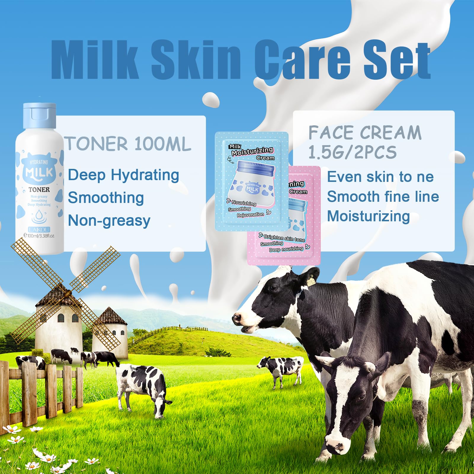 EONFAVE tonique hydratant lait adolescent, peau rafraîchie et prête à l'hydratation.