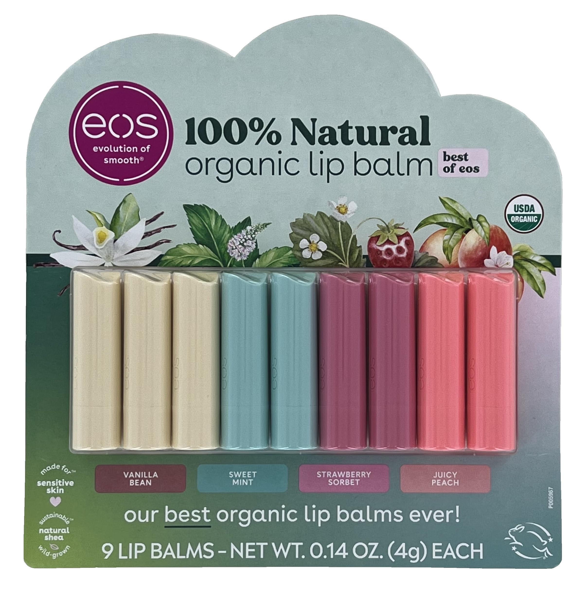 EOS Best of eos Baume à Lèvres vanille gousse photo-produit montrant soin hydratant des lèvres