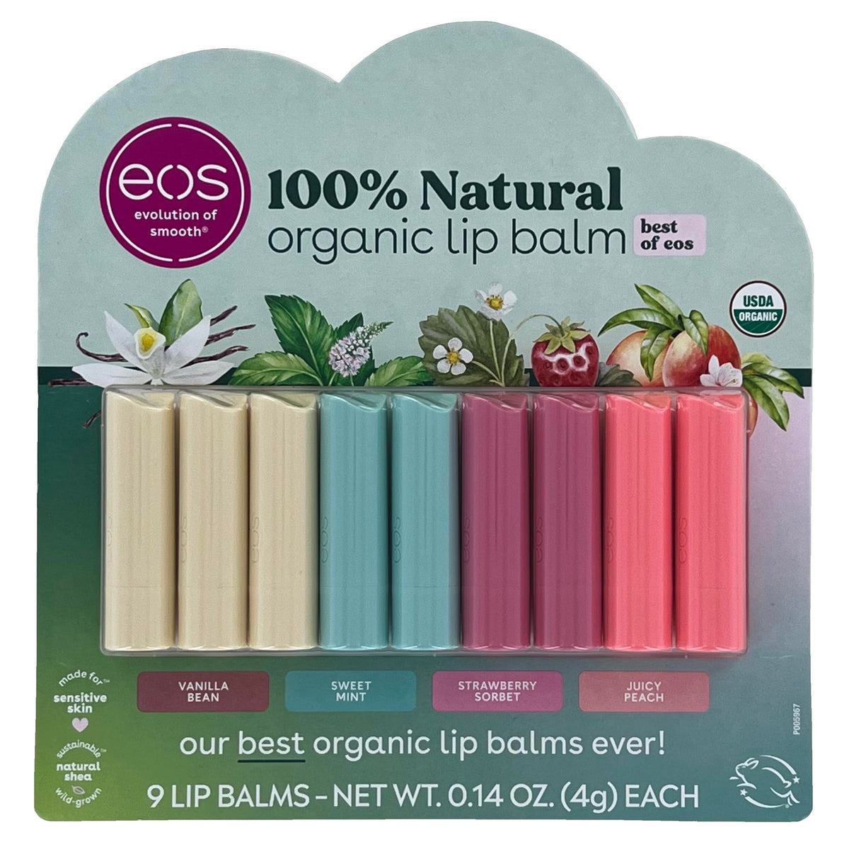EOS Best of eos Baume à Lèvres vanille gousse photo-produit montrant soin hydratant des lèvres
