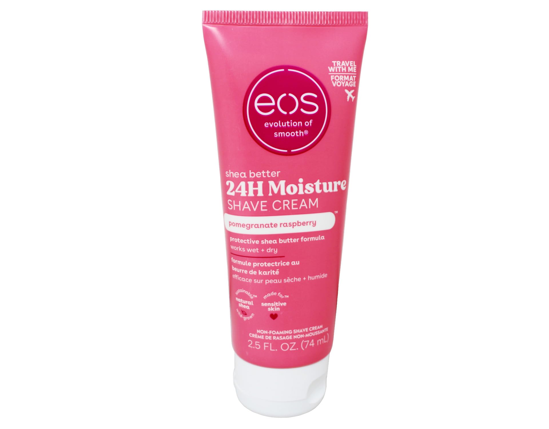 Texture veloutée de la crème EOS sur la peau, rasage en douceur.