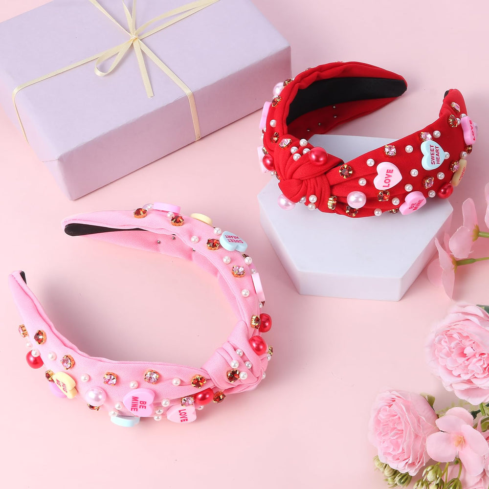 Bandeau Eostankr pour cheveux luxueux, cœur et paillettes pour une tenue élégante.