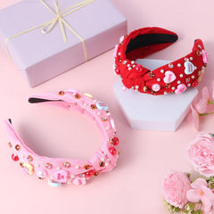 Bandeau Eostankr pour cheveux luxueux, cœur et paillettes pour une tenue élégante.