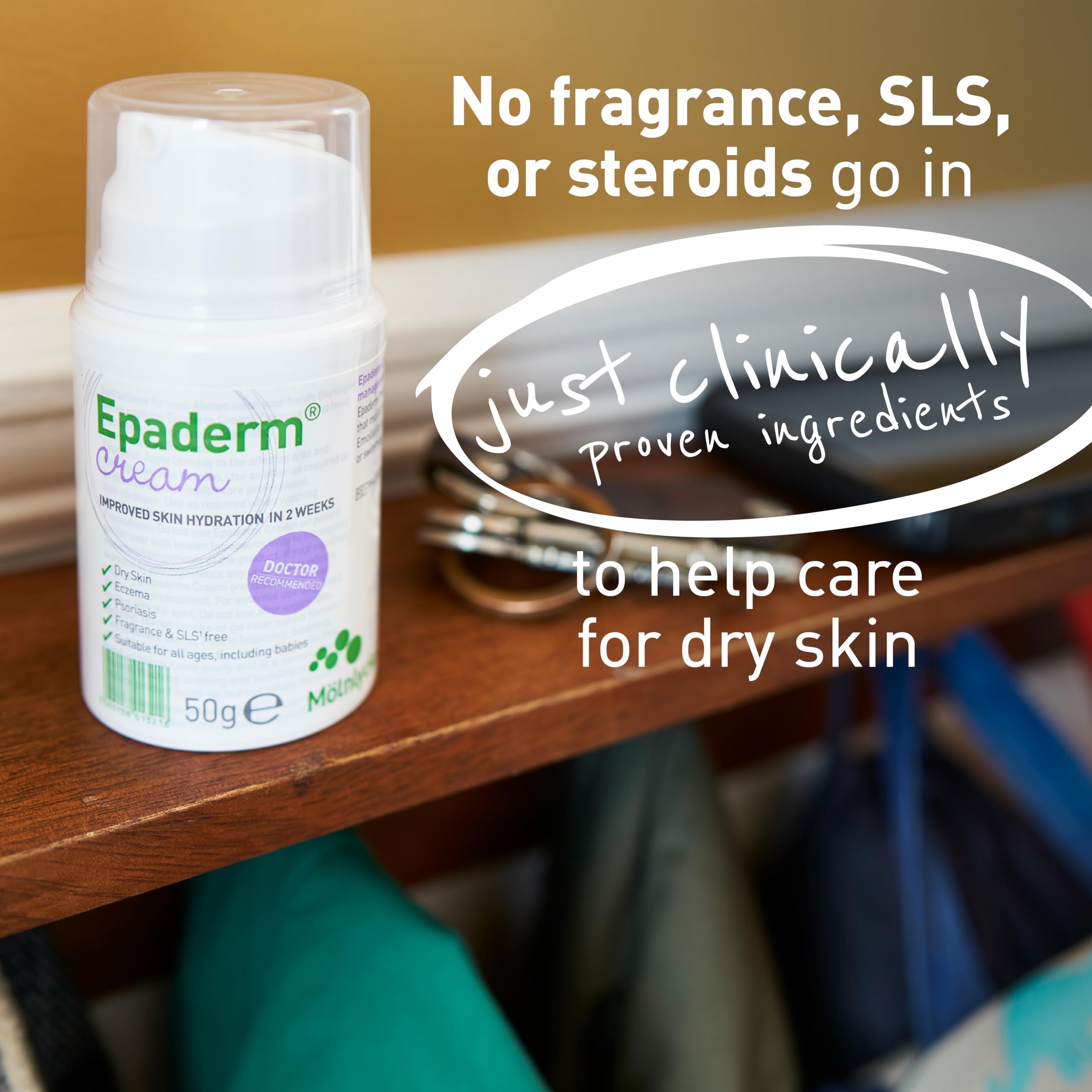Epaderm Crème 50 g pour peaux sensibles, soin émollient réconfortant.