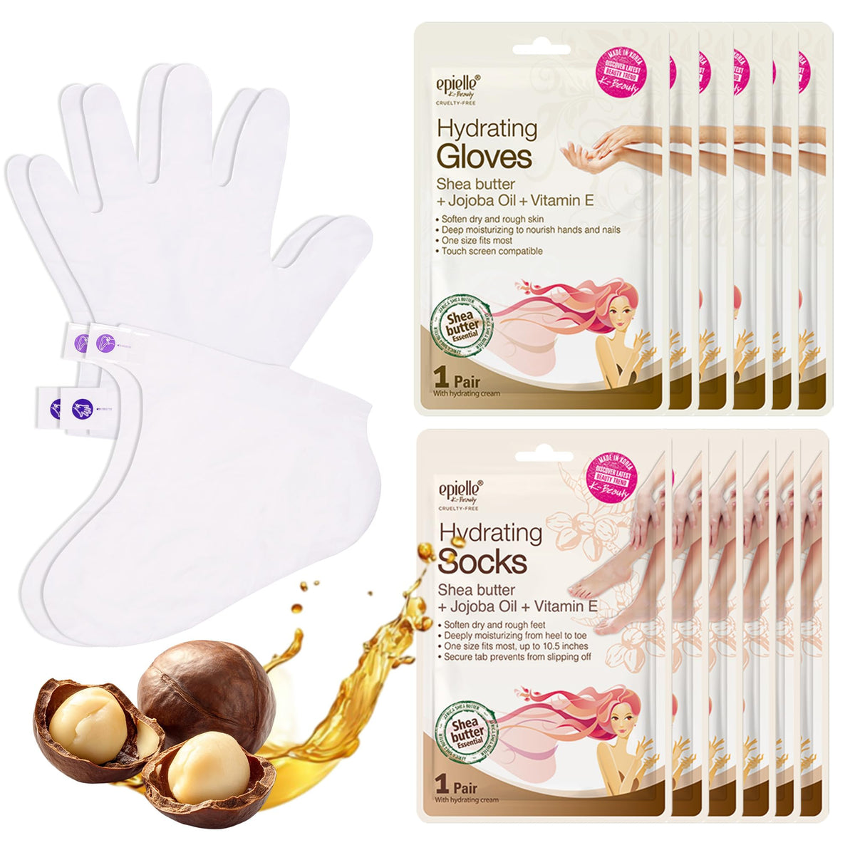 Gants hydratants Epielle pour les mains, douceur durable et hydratation intense.