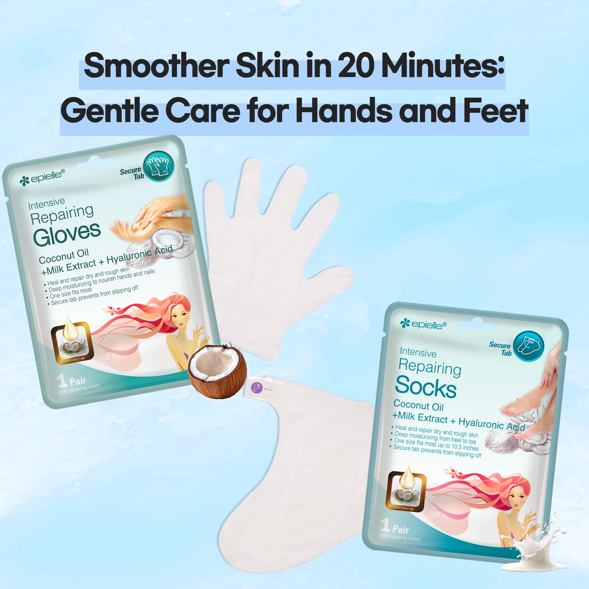 Epielle languettes adhésives maintiennent les gants et chaussettes.