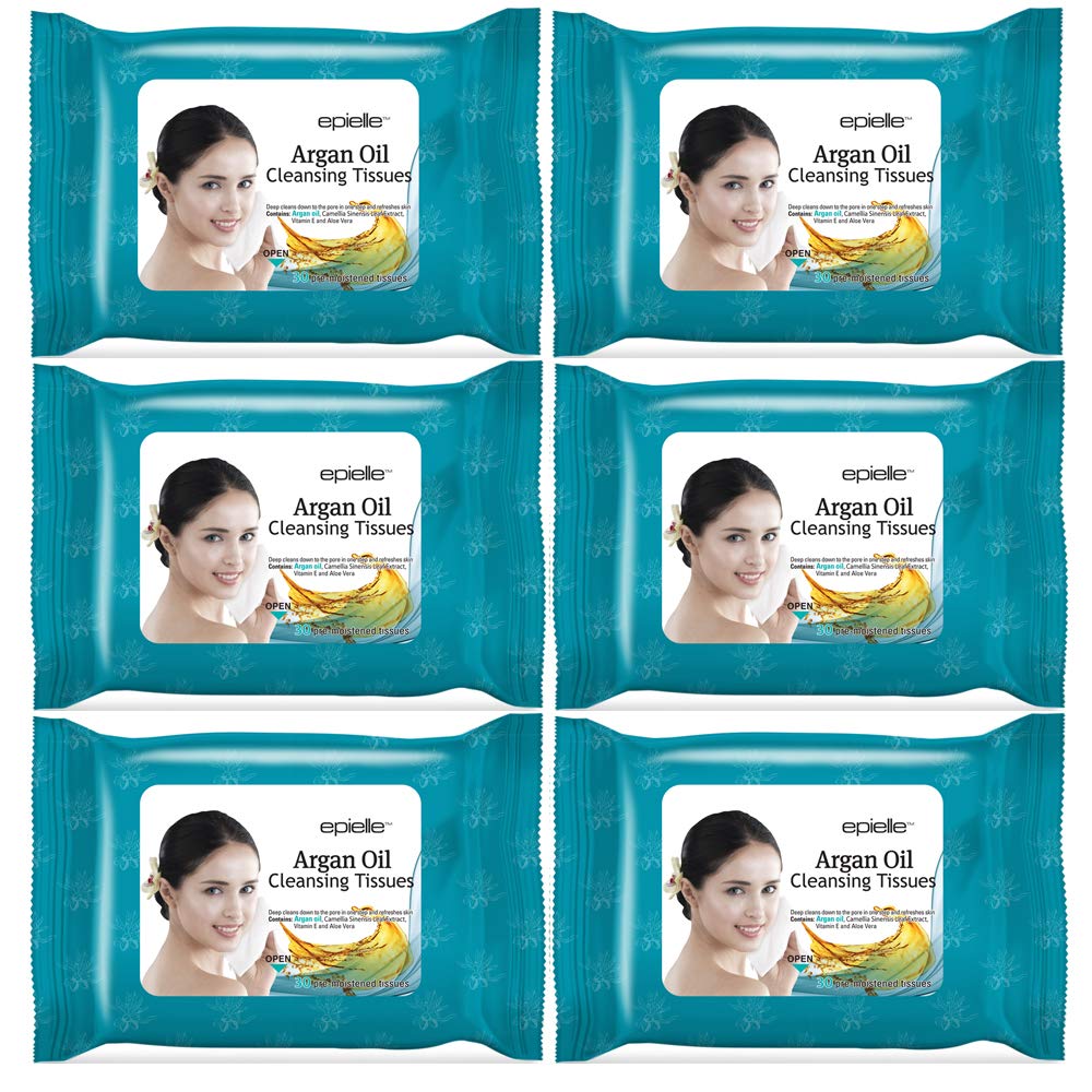 Lingettes Epielle argan, vue générale du paquet, pour nettoyer maquillage et impuretés.