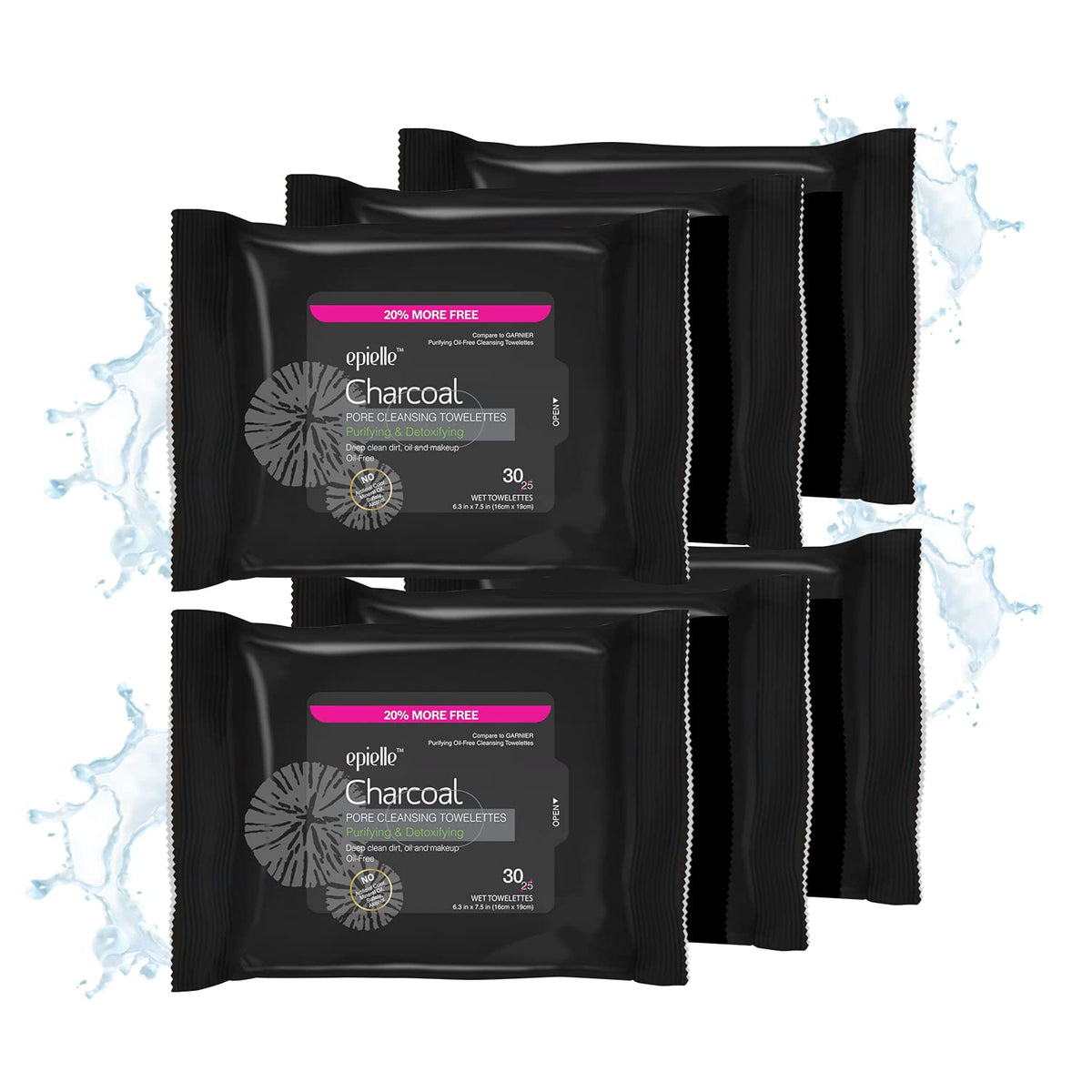 Lingettes Epielle Charbon en boîte pour un démaquillage en profondeur
