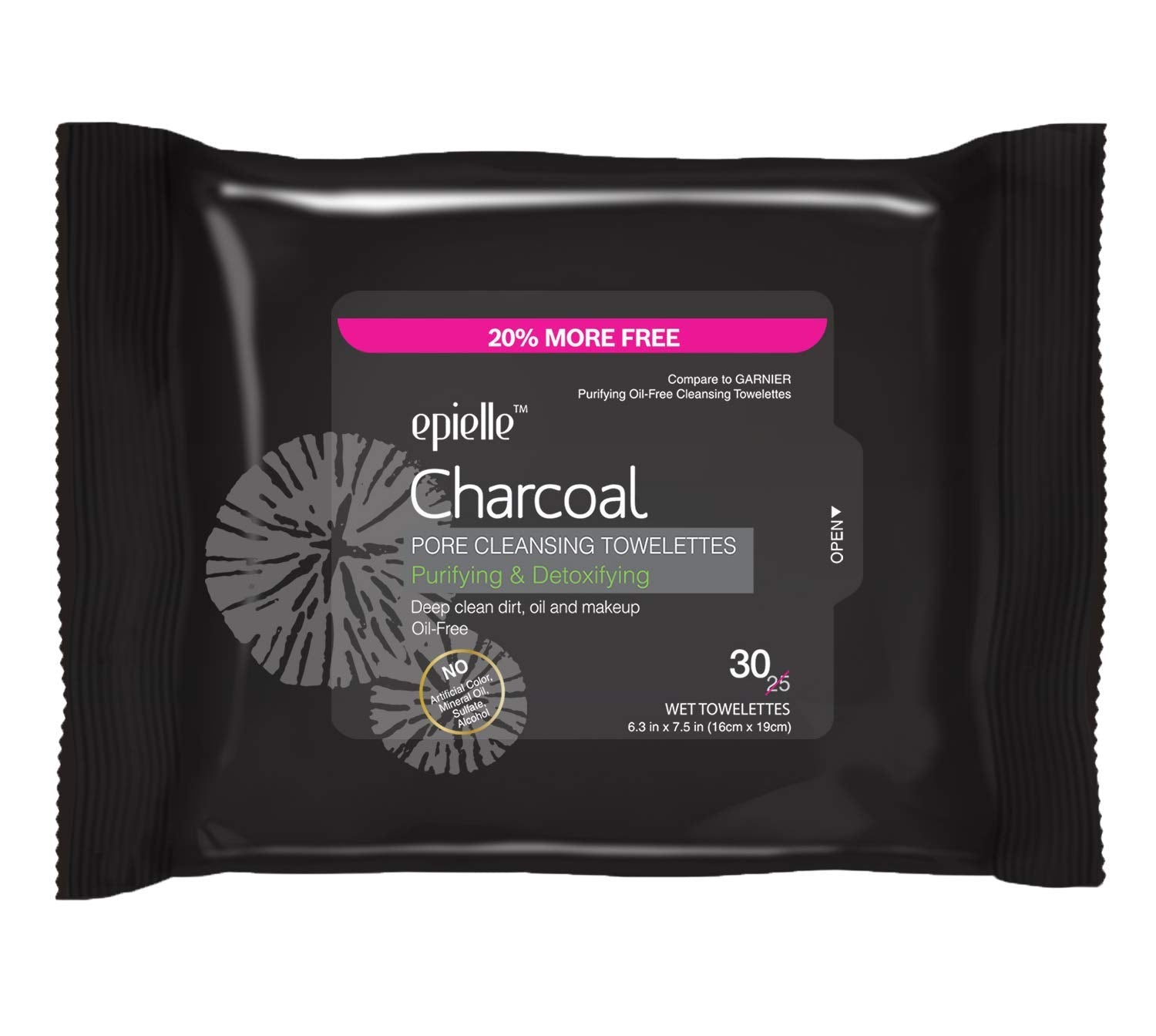Paquet ouvert Epielle Charbon prêt pour un nettoyage rapide des pores