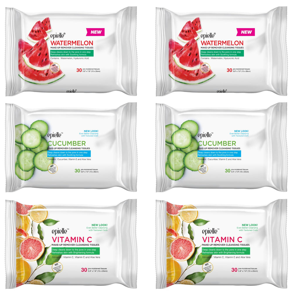 Lingettes démaquillantes Epielle pour visage, nettoyage rapide et doux sans alcool.