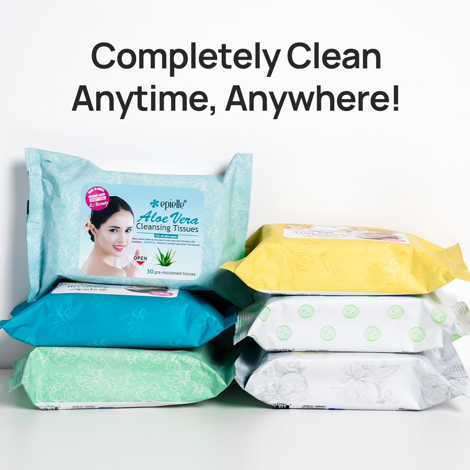 Lingettes Epielle avec extraits Aloe Vera hydratants apaisants et démaquillants.