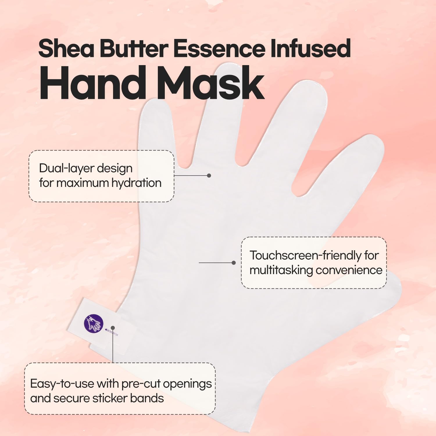 Epielle masque main hydratant avec design ajustable et maintien sécurisé.