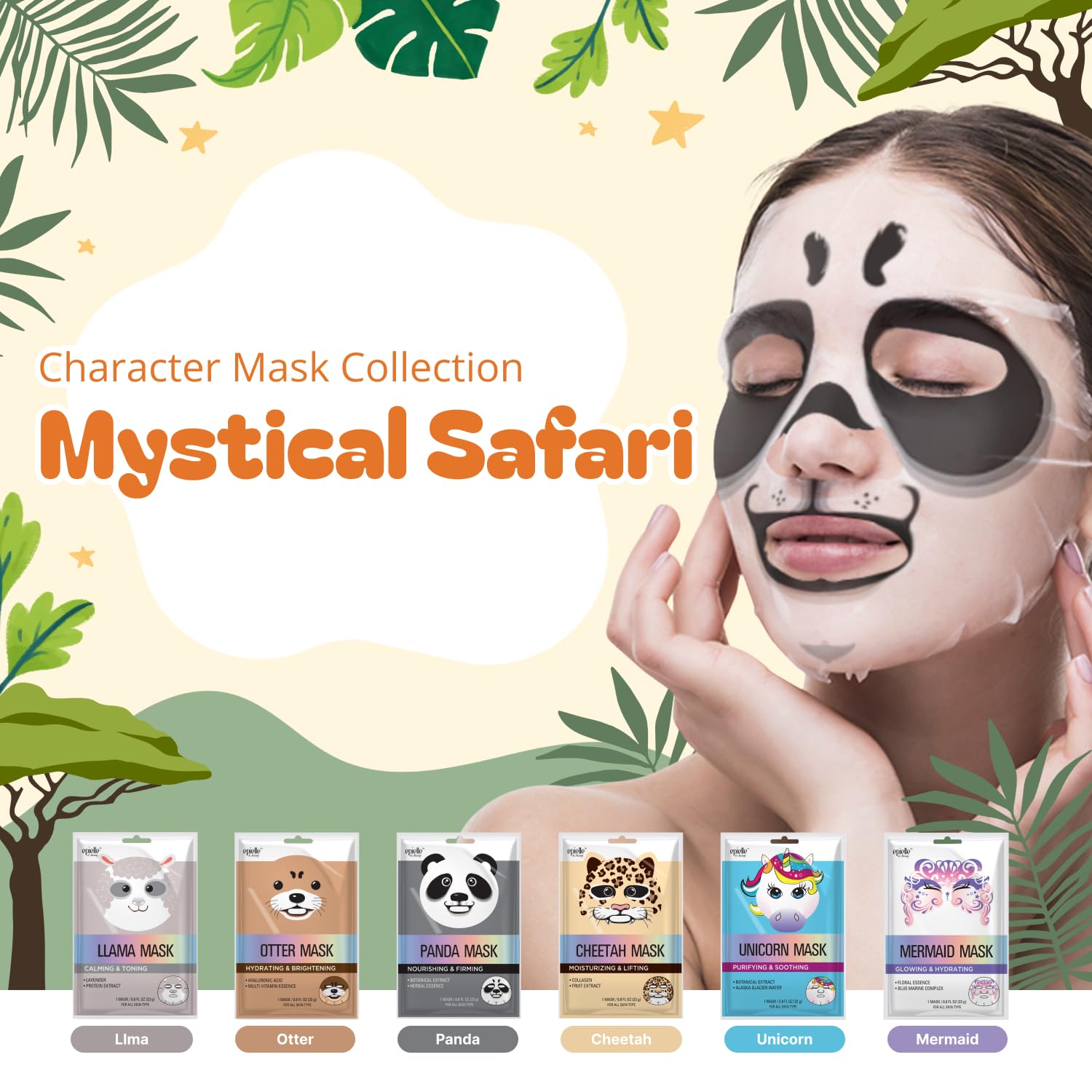 Epielle masque visage safari lapin, boost d'hydratation pour tous les types de peau