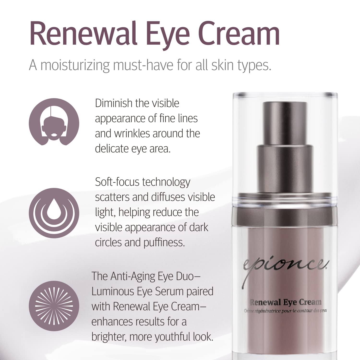 Pompe Renewal Eye Cream, application facile et précise autour des yeux.