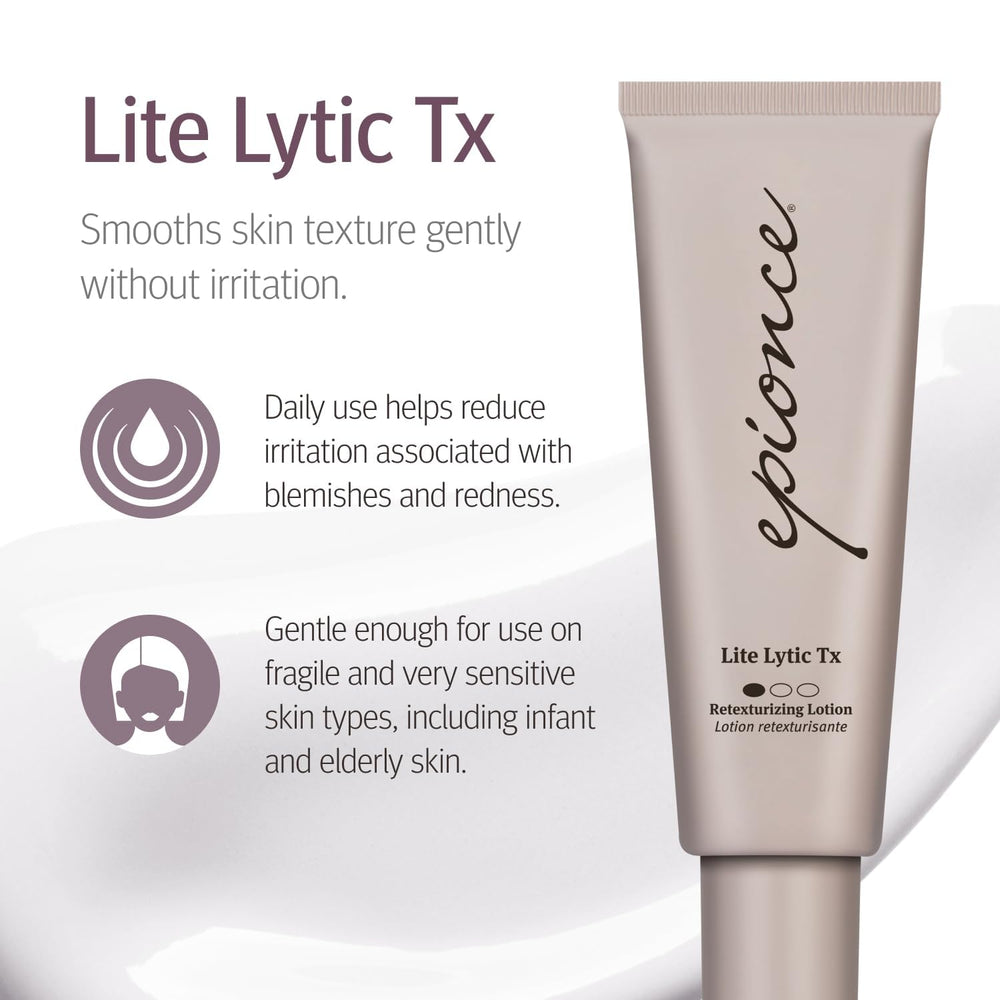 Texture peau lisse après application d'Epionce Lite Lytic Tx.
