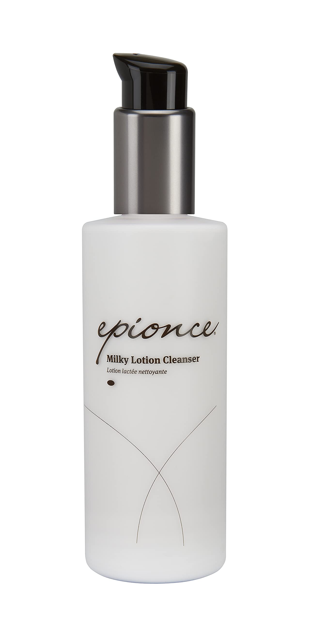 Epionce nettoyant lacté en lotion, bouteille avec pompe, nettoyage facile et doux.