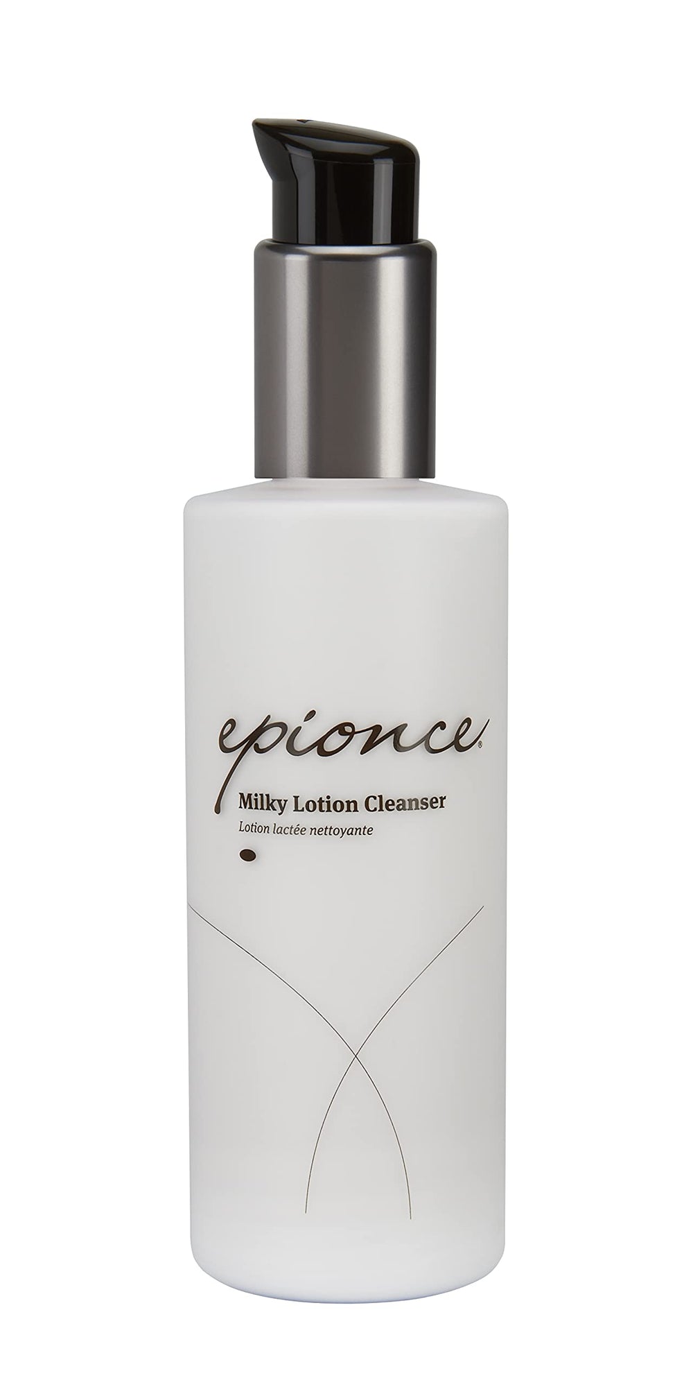 Epionce nettoyant lacté en lotion, bouteille avec pompe, nettoyage facile et doux.