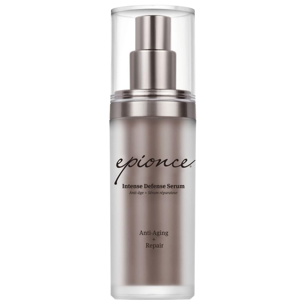 Sérum Epionce Defense Intense dans bouteille pompe, hydratation et réduction des ridules.