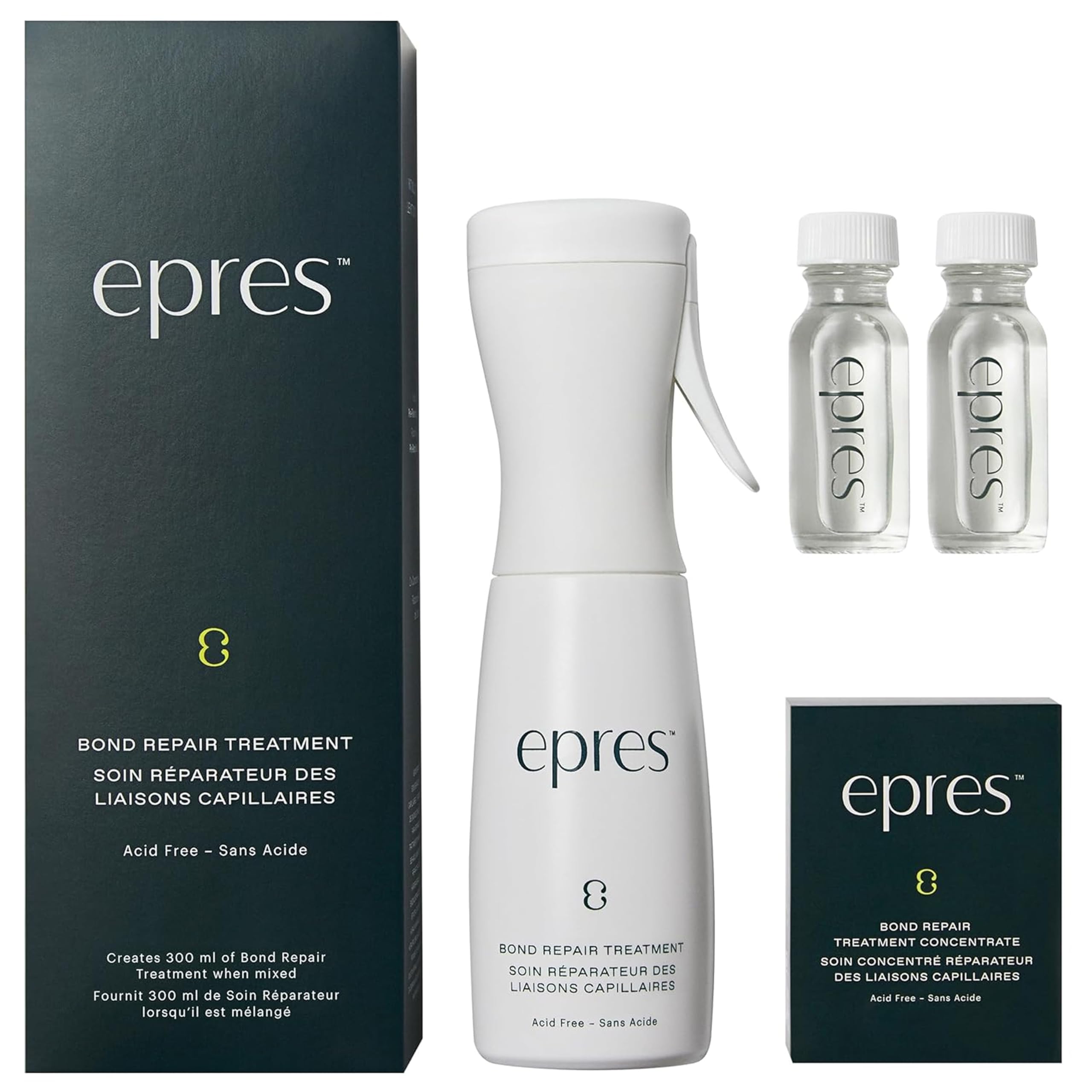 Kit Bond Repair Starter par Epres avant apres montrant cheveux réparés et plus doux
