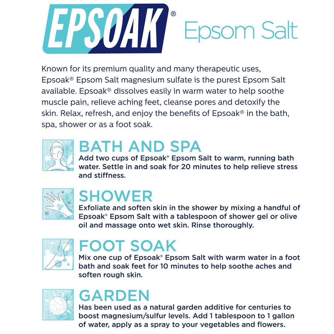 Epsoak Epsom Sel – nutriments naturels pour plantes et jardin.