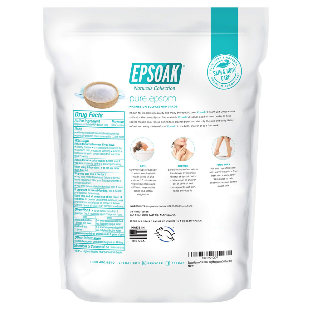 Epsoak Epsom USP, fabriqué aux États-Unis, qualité USP.