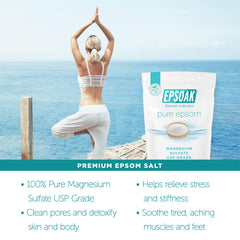 Epsoak Epsom USP, sans parfum, bain neutre personnalisable.