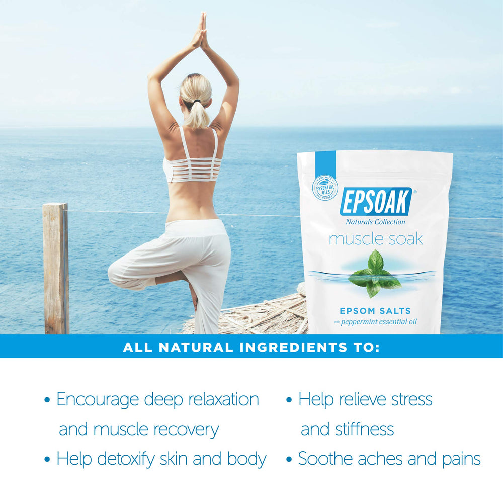 Granulés blancs d'Epsom Epsoak révélant leur pureté aromatique.