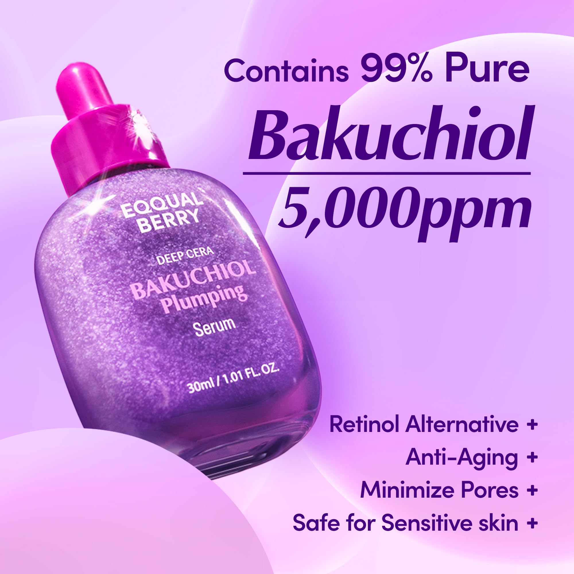 EQQUALBERRY sérum bakuchiol – goutte doseuse pour application précise.