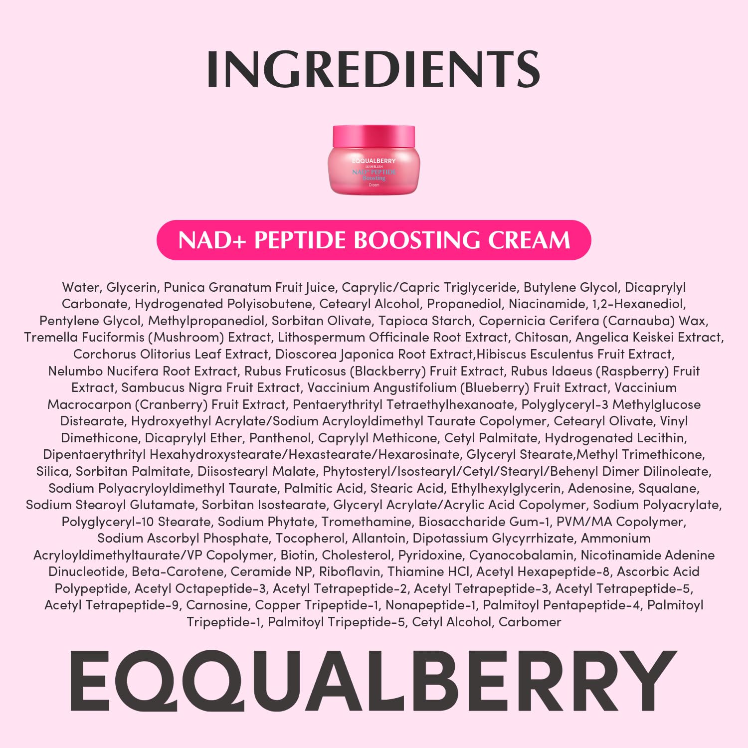 EQQUALBERRY Nad+ Peptide crème, routine quotidienne : soins simples et efficaces.