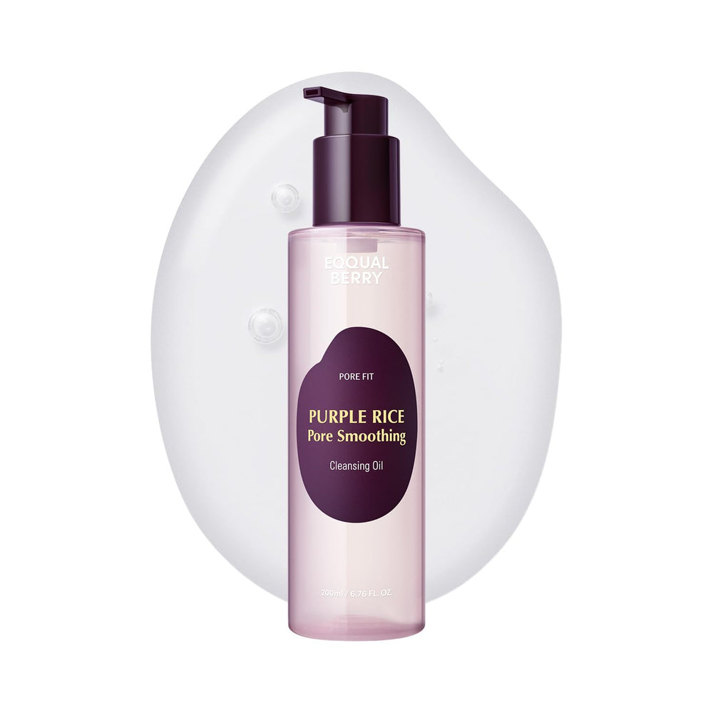 EQQUALBERRY huile démaquillante riz violet en flacon nettoyant les pores