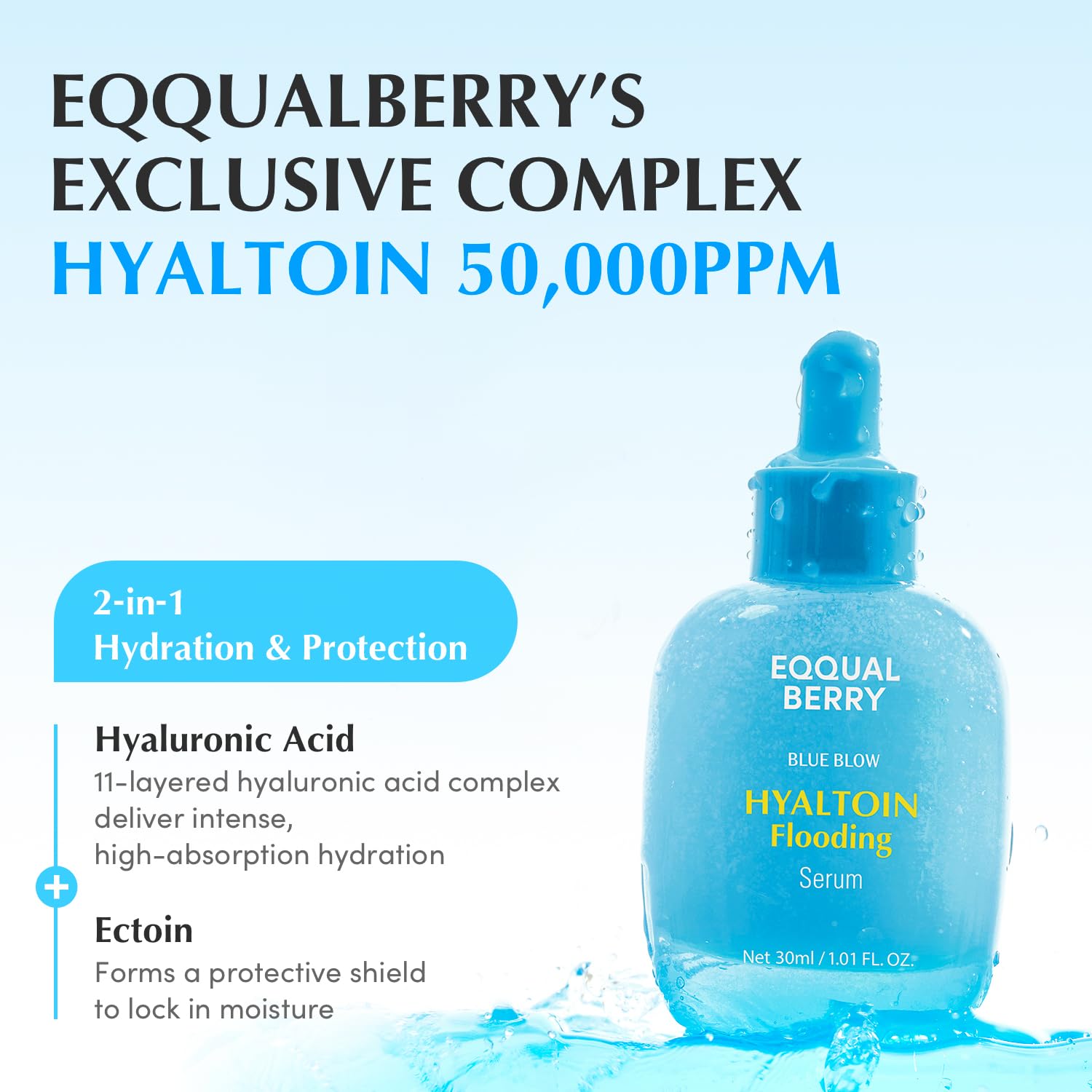 EQQUALBERRY Hyaltoin: absorption-rapide pour teint frais après soin.