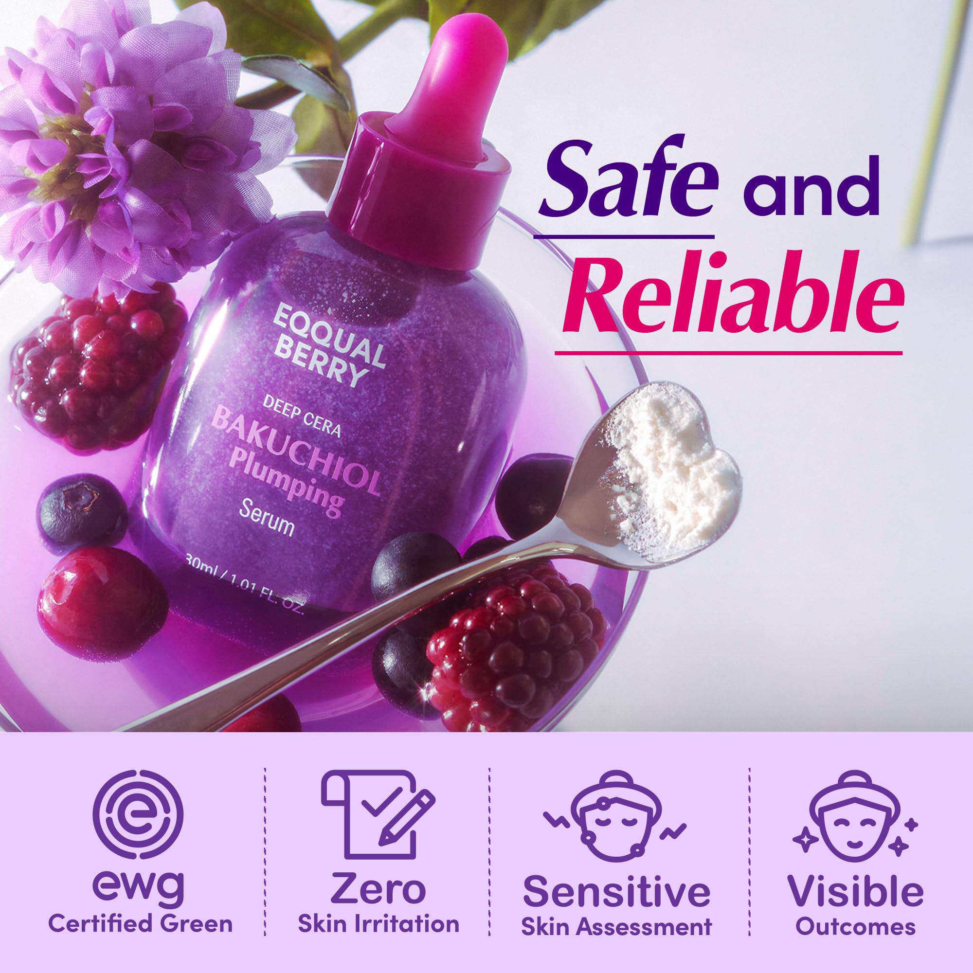 EQQUALBERRY sérum – texture veloutée et absorption rapide.
