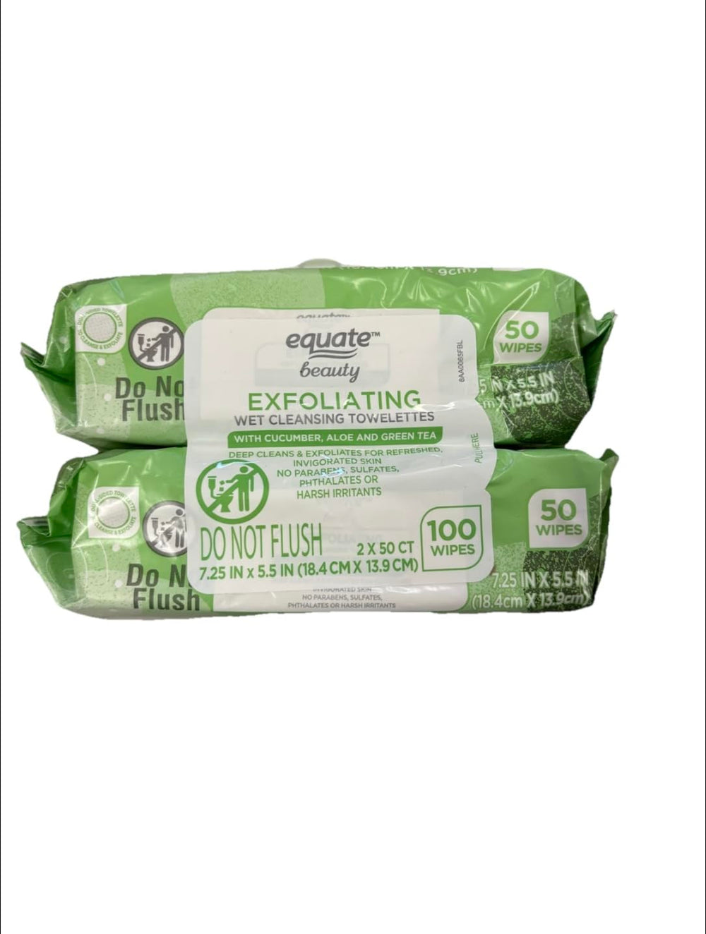 Lingettes exfoliantes Equate, paquet double de 100, nettoie et hydrate