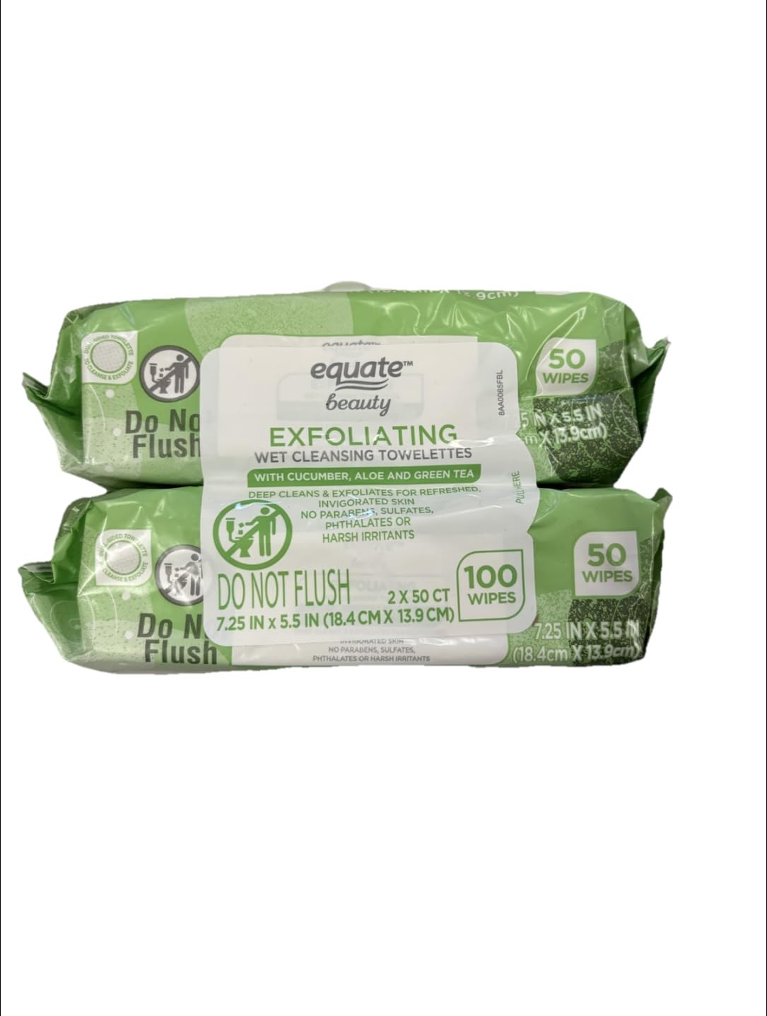 Lingettes exfoliantes Equate, paquet double de 100, nettoie et hydrate