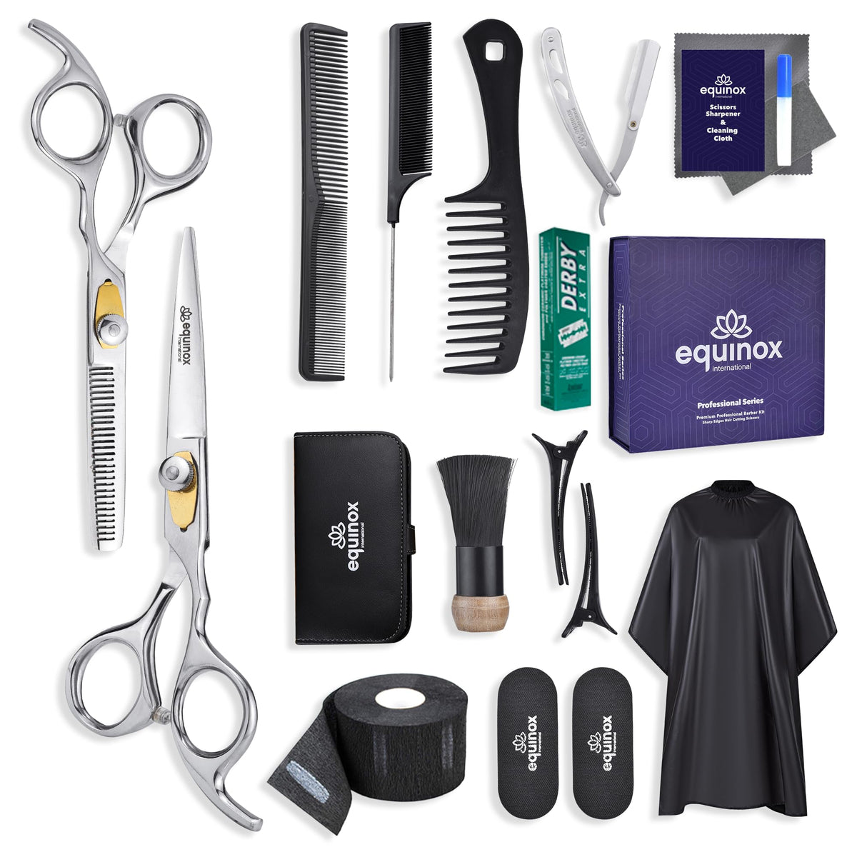 Kit Equinox International : ciseaux-coiffure professionnels pour des coupes nettes et contrôlées.