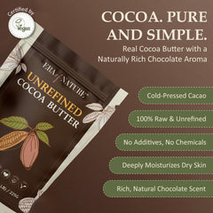 Beurre cacao cru Era of Nature, texture fondante prête à fondre sur la peau