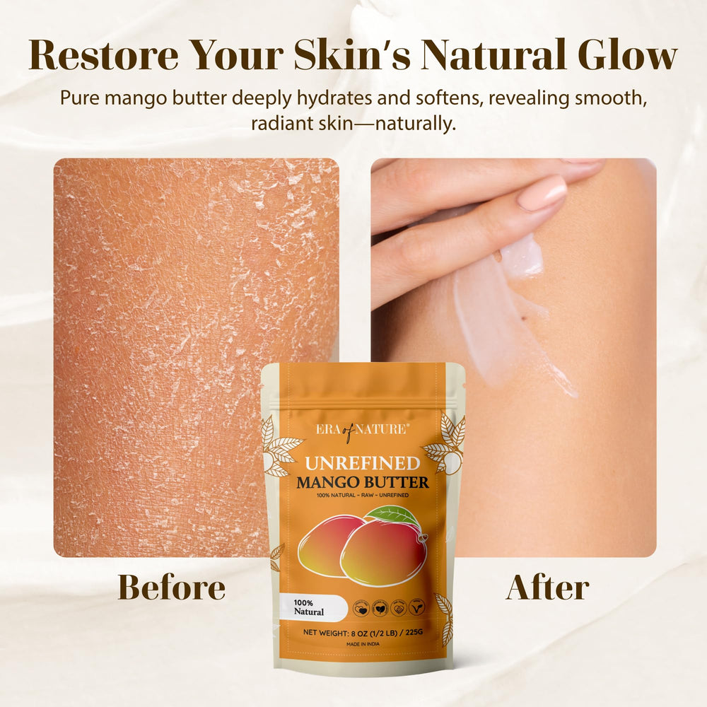 Beurre Mangue Cru Era of Nature 8oz, base naturelle pour baume lèvres faits maison.
