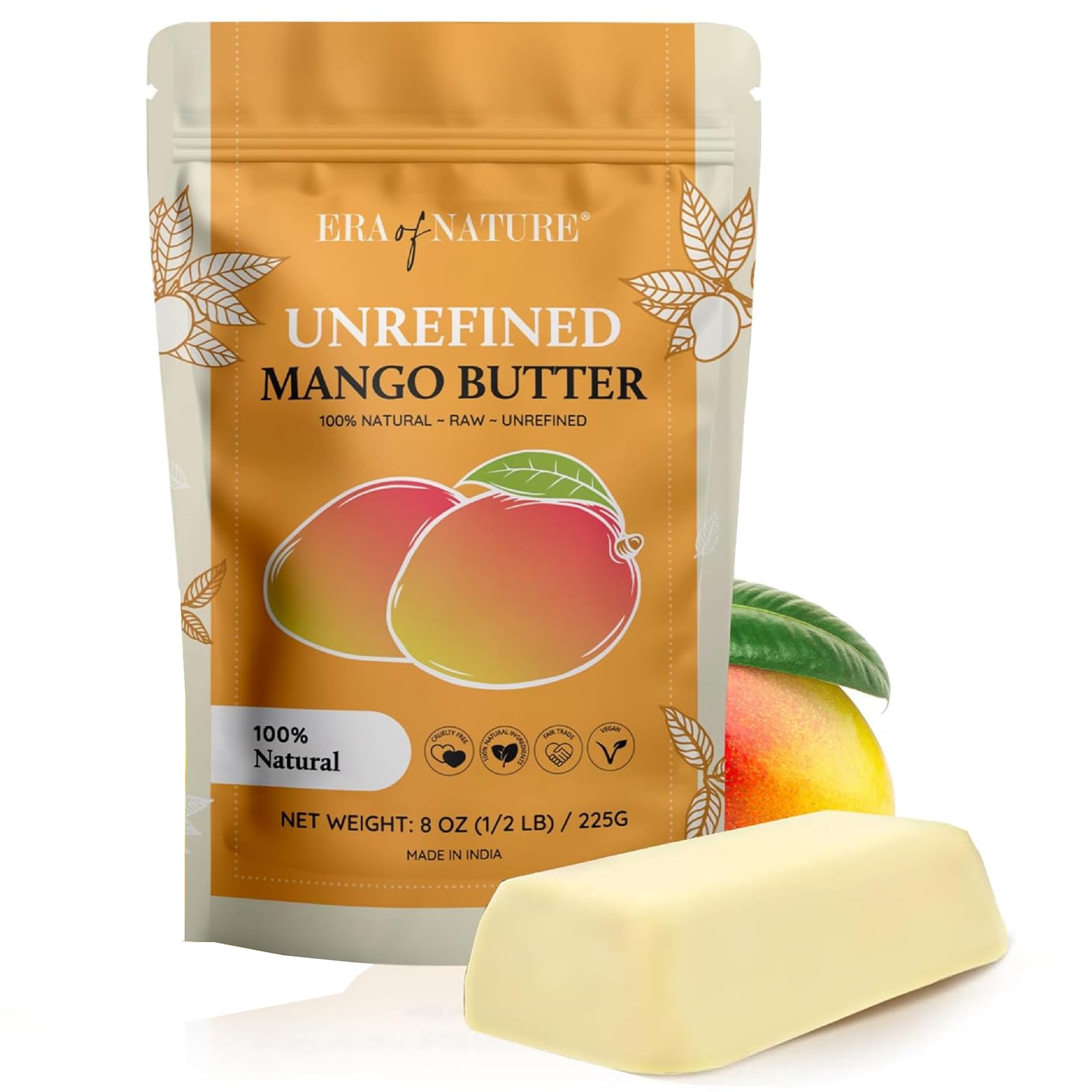 Beurre Mangue Cru Era of Nature 8oz, texture crèmeuse idéale pour soin corporel maison.