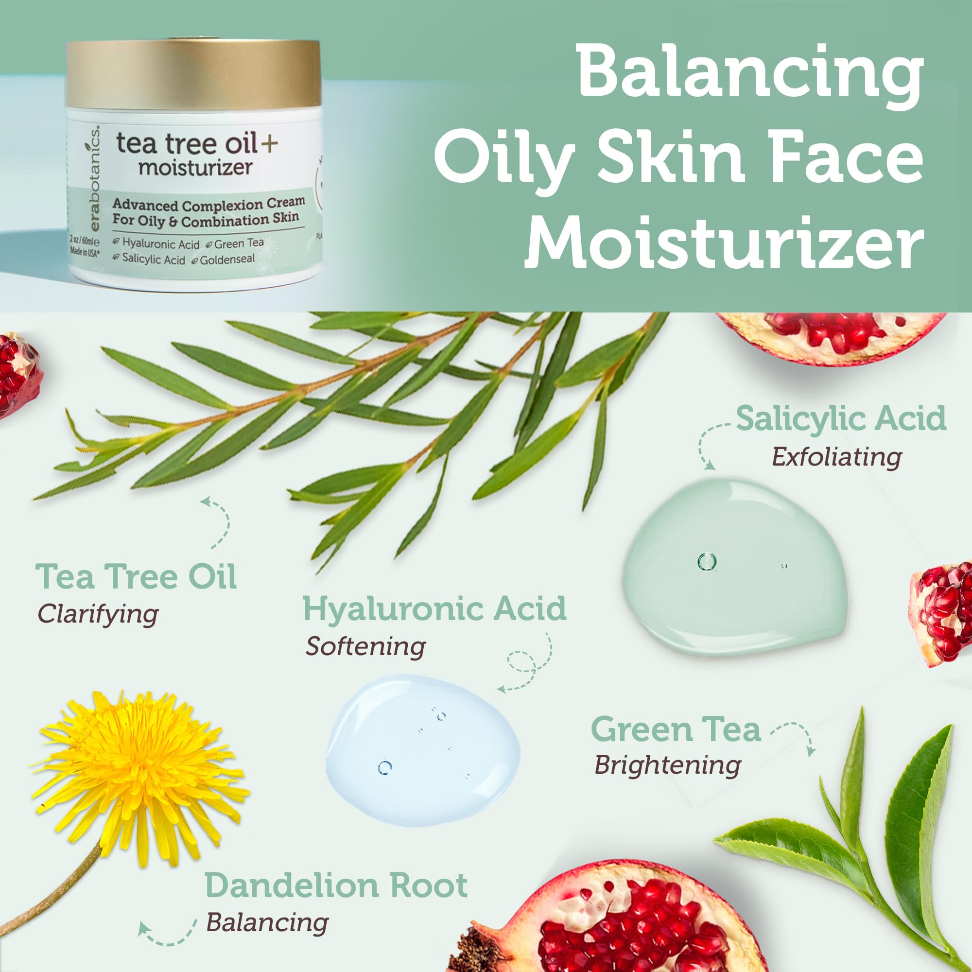 Application matin et soir de Era Organics Tea Tree pour apaiser la peau.