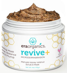 Era Organics gommage visage miel Manuka en bouteille — exfolie en douceur et nourrit.