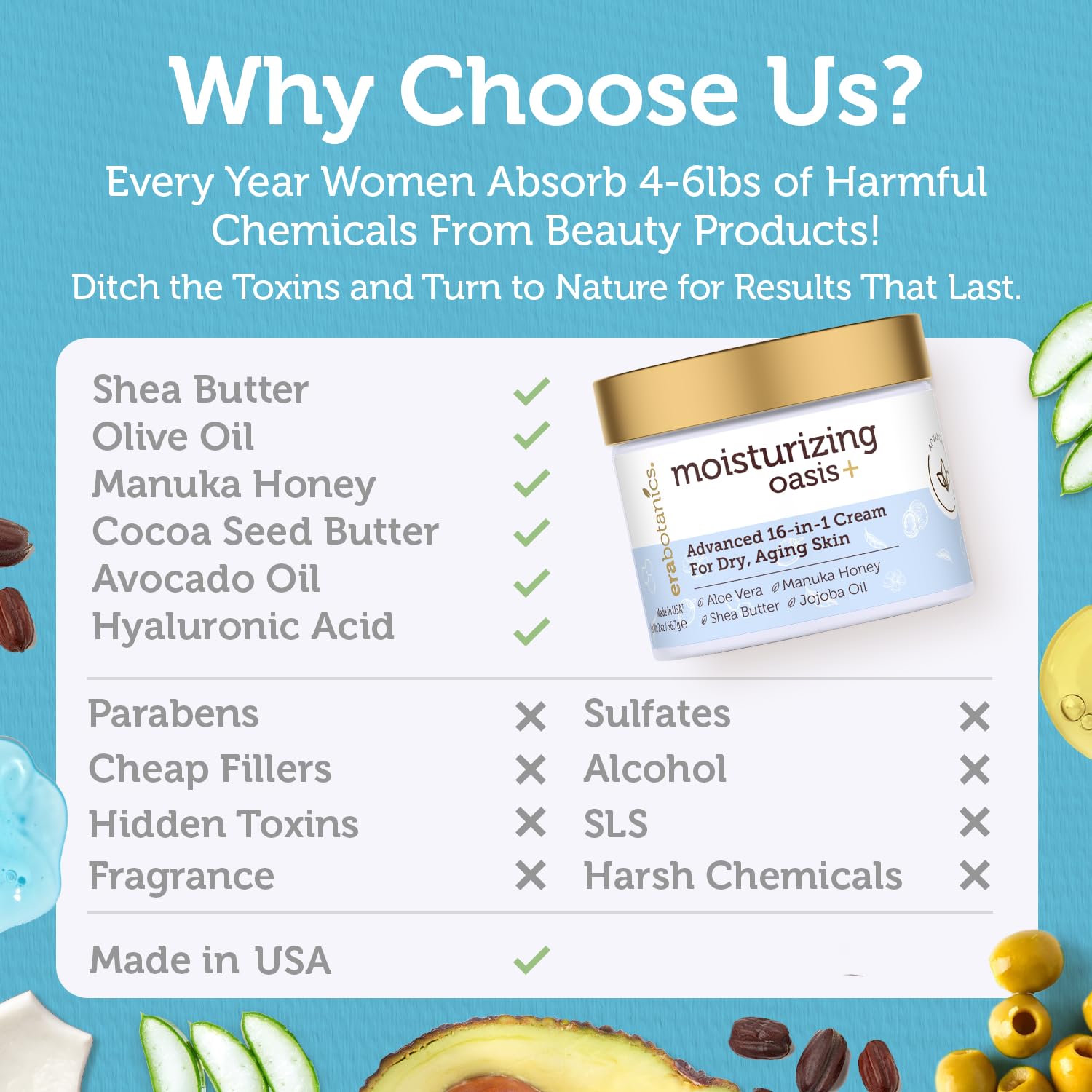 Huiles Avocat-Jojoba-Olive, nourrissent en profondeur avec Era Organics.