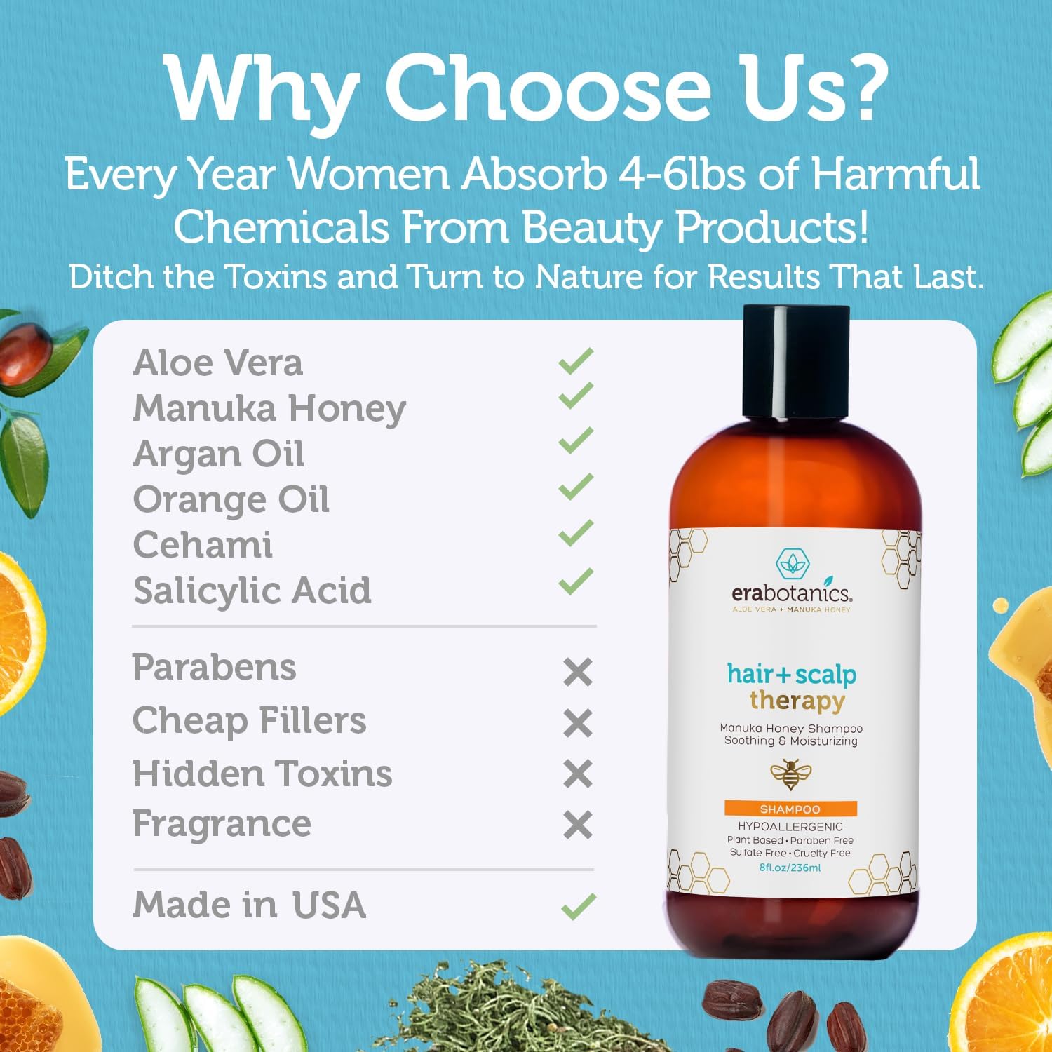Huile d argan et aloe vera dans le Shampoing Manuka Honey pour nourrir les cheveux