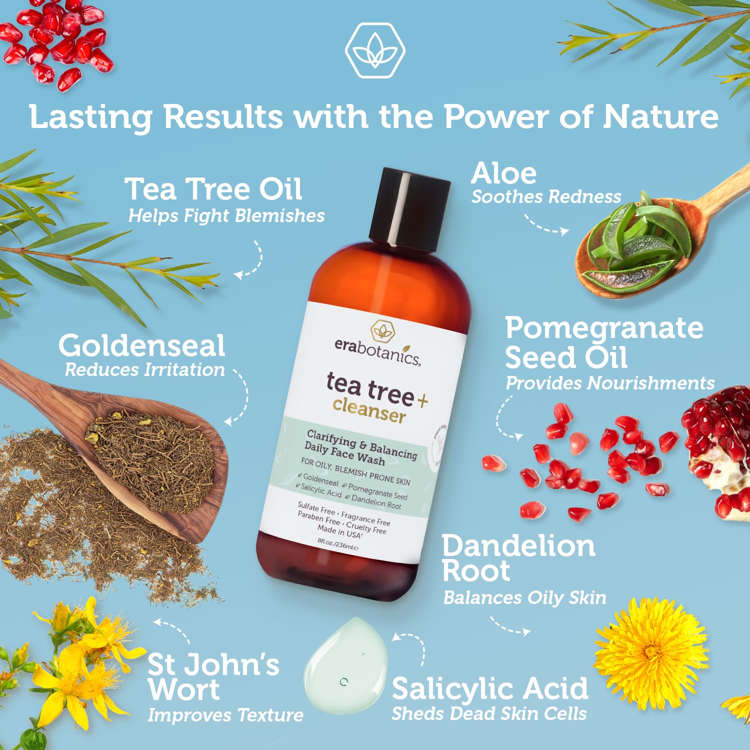 Era Organics Purifiant Arbre à Thé Peau Grasse - nettoyage efficace pour peau équilibrée.